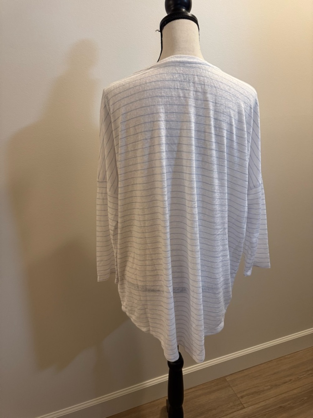 LOFT White Scoop Neck Short Sleeve Striped Top - Picture 3 of 6